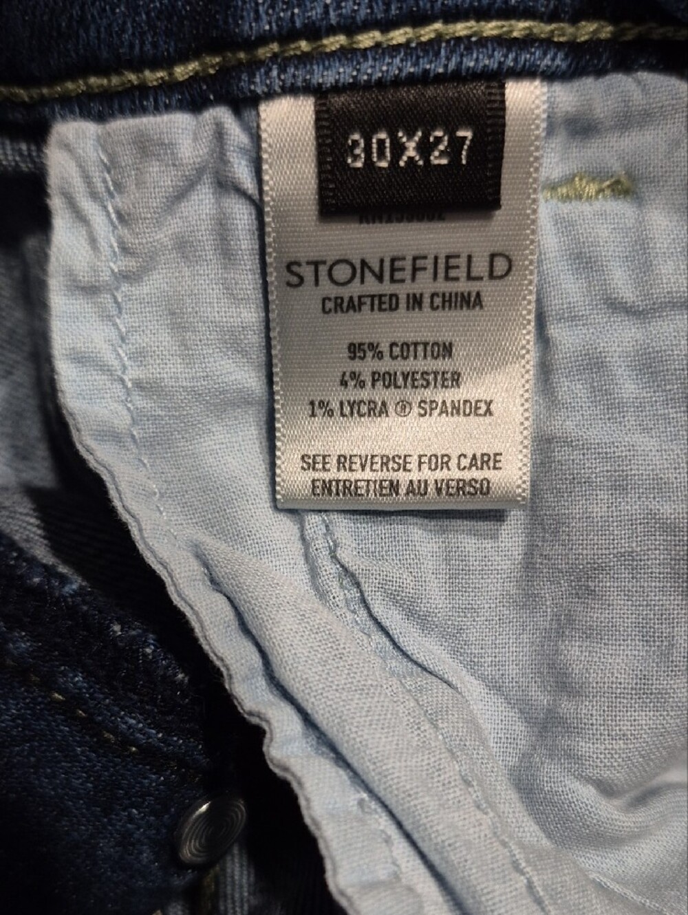 👖STONEFIELD Button-Fly Skinny Jeans in Medium Blue Denim👖30x27 - Picture 5 of 5